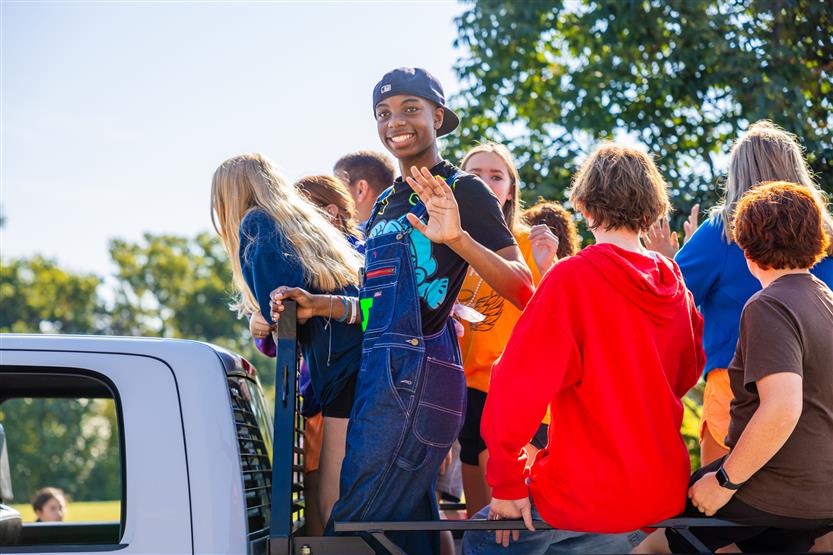 Students at the Summit High homecoming parade